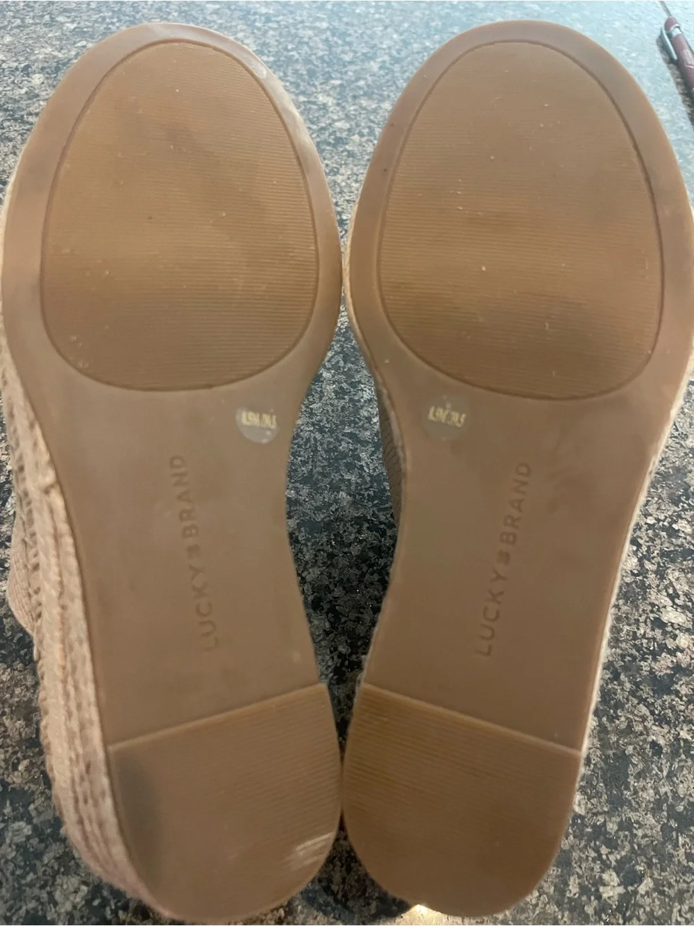 Lucky Brand Cream Textured Espadrille Slide Wedges